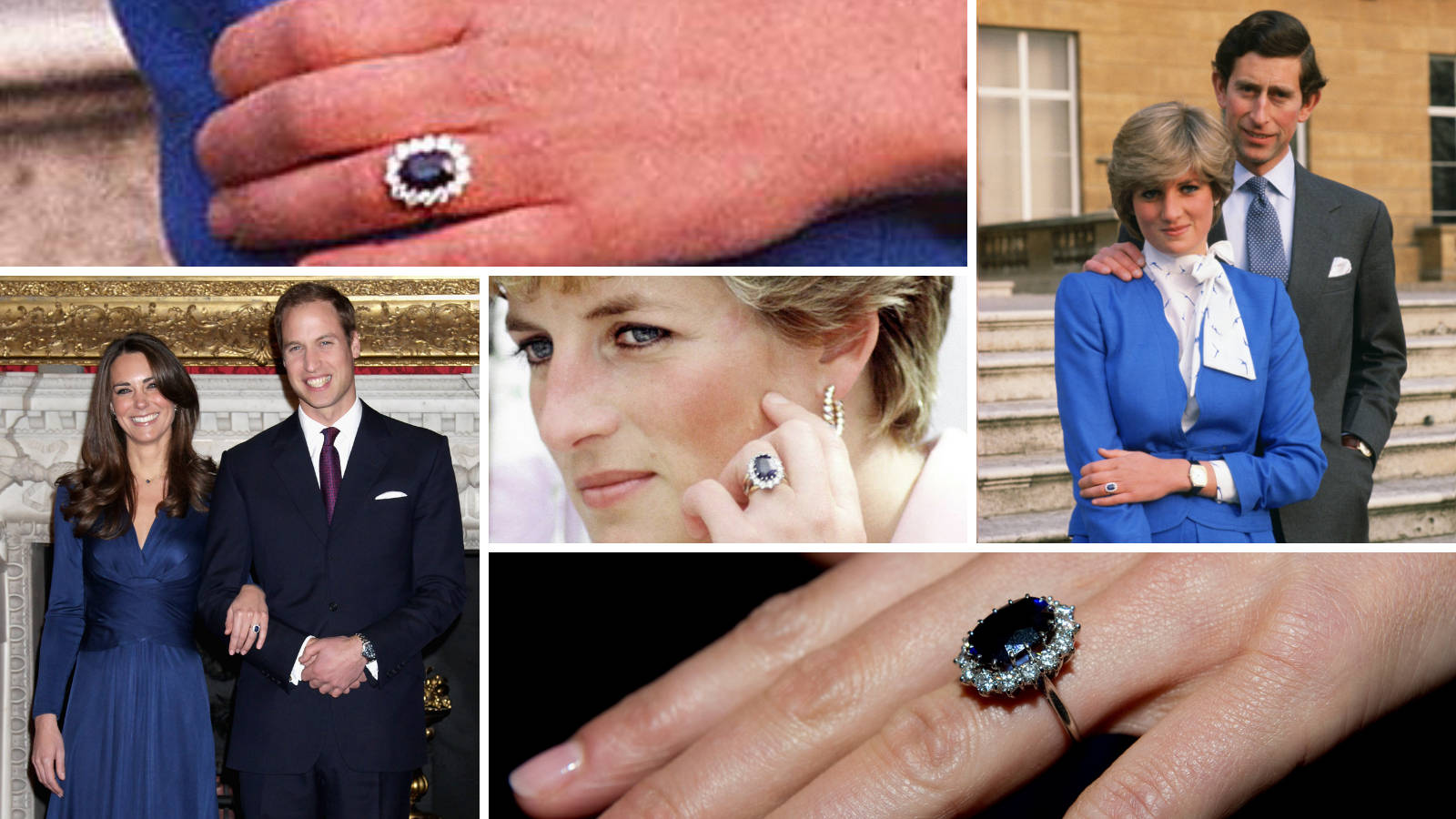 كلتاهما حصلت على خاتم الخطبة الملكي الشهير المرصع بالياقوت الأزرق والماس