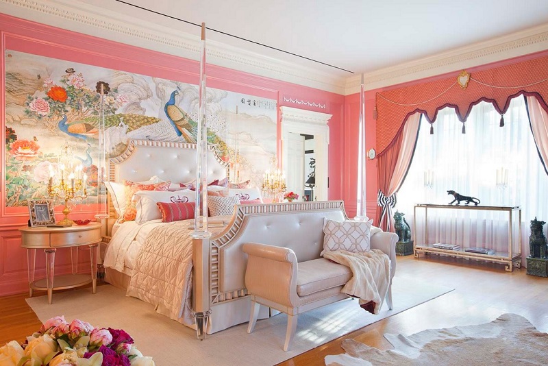 ديكورات غرف نوم بالوان ورديه